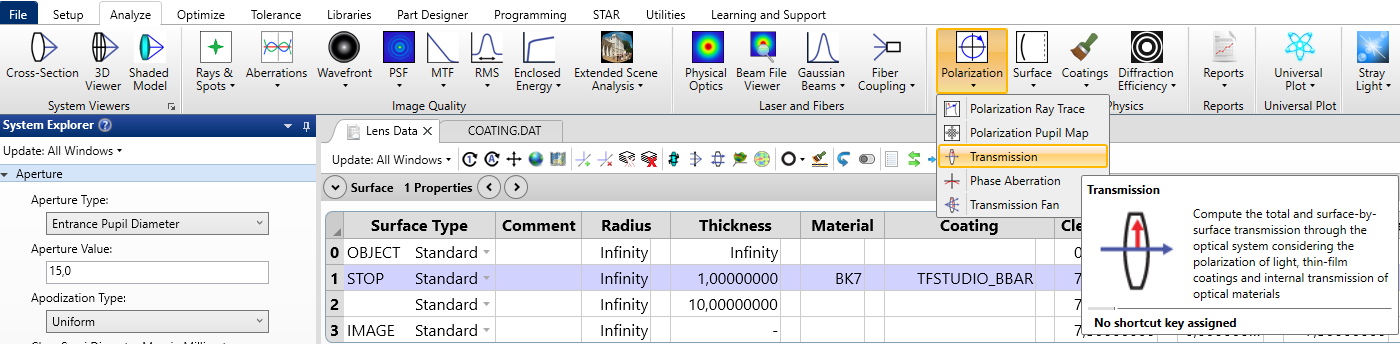 Zemax analysis