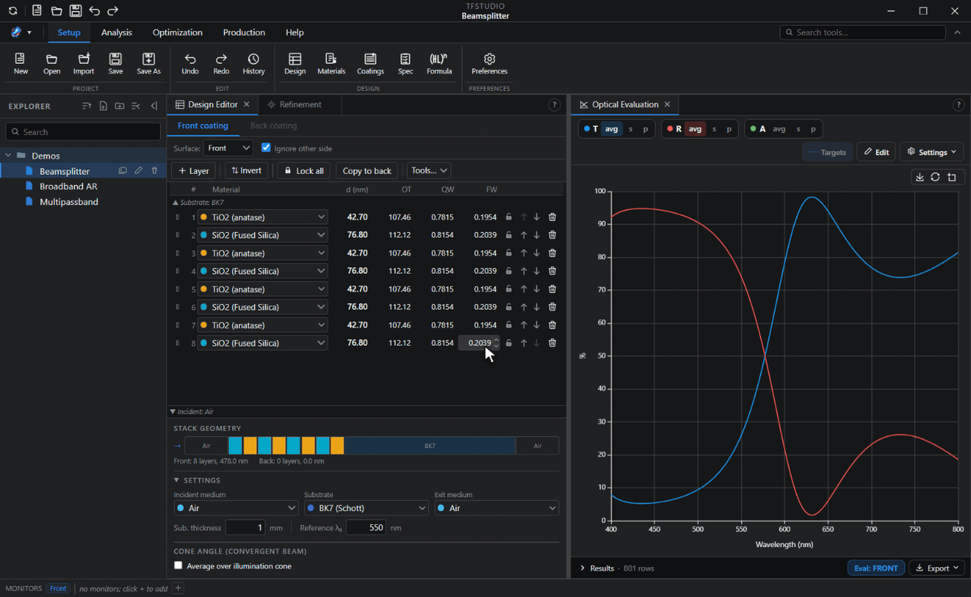 A 50 % target drawn on the plot, then Refinement